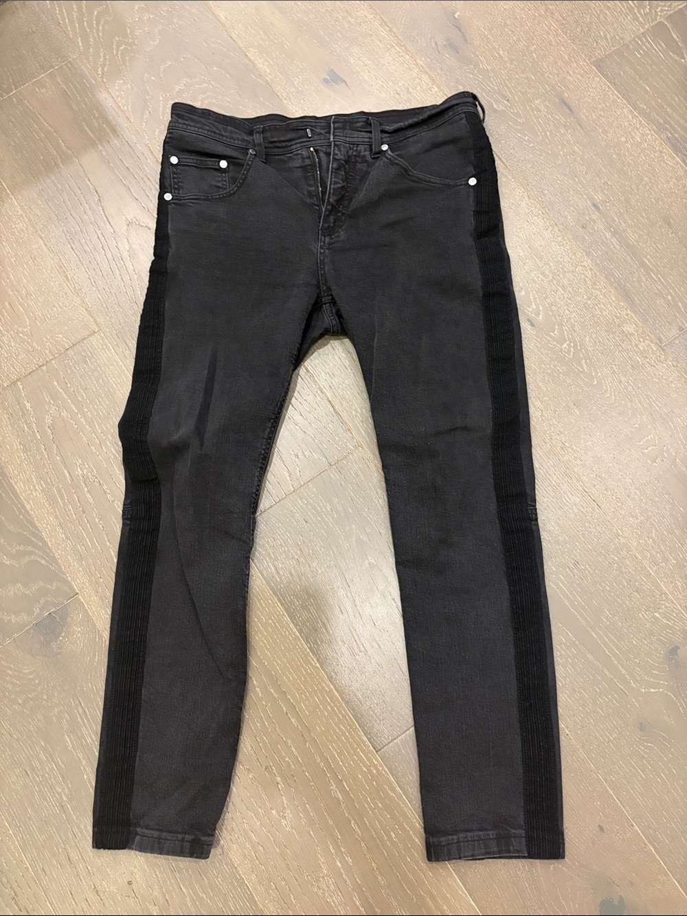 Neil Barrett Black Denim Jeans with Leather Logo Patch